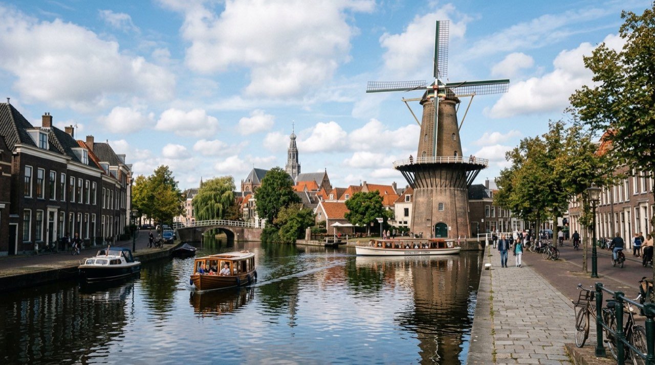 Leiden şehir görünümü – Hollanda