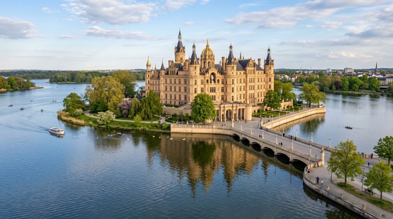 Schwerin şehir görünümü – Almanya